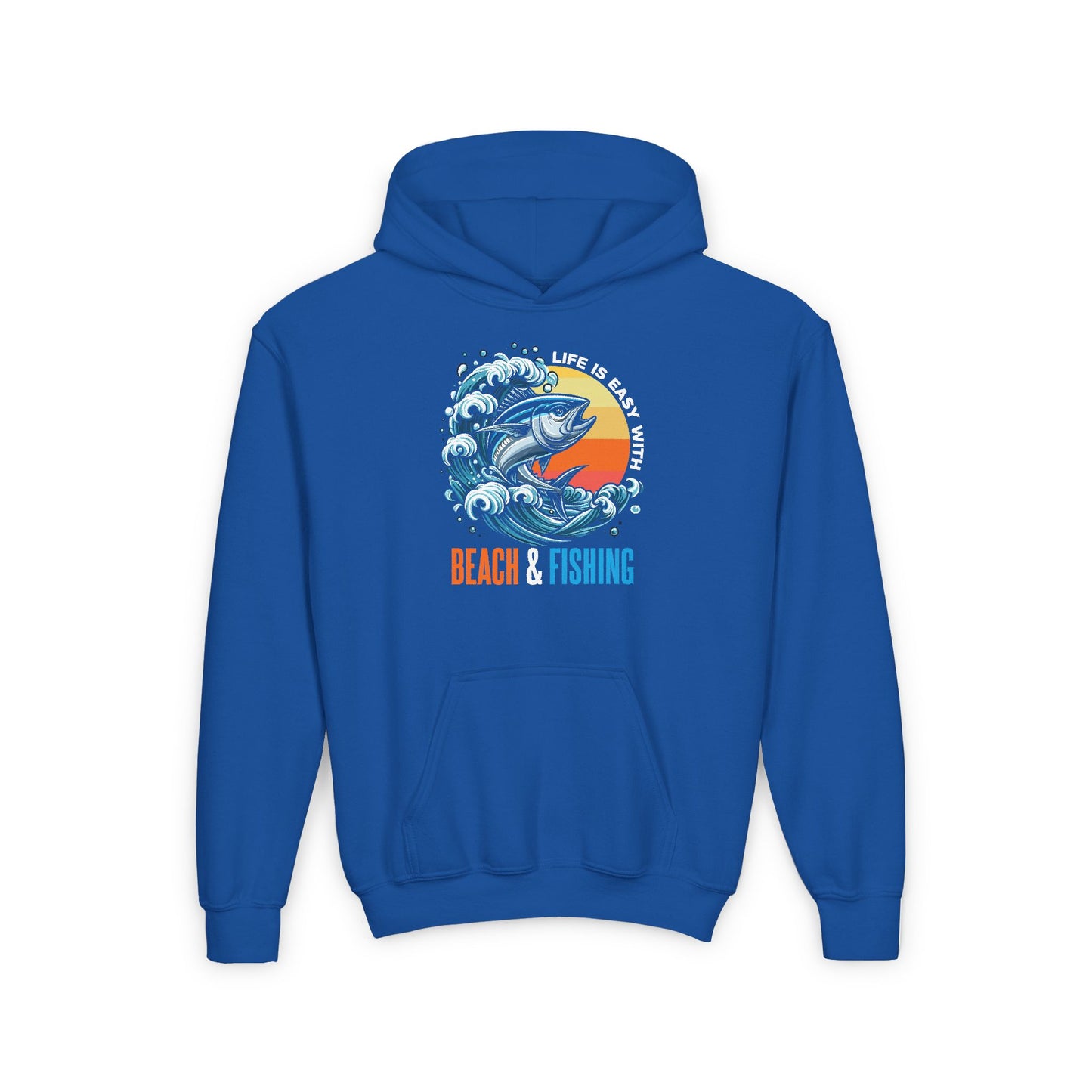 Youth -Beach Fishing - Heavy Blend Hooded Sweatshirt